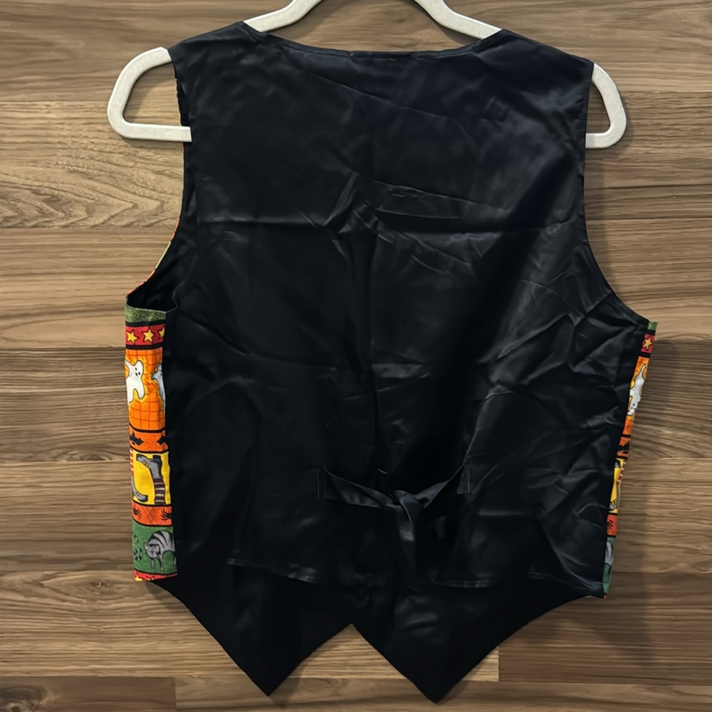 Basic Editions Halloween Vintage Bright Multi Button Tie Lined Cotton Vest M - Picture 3 of 10